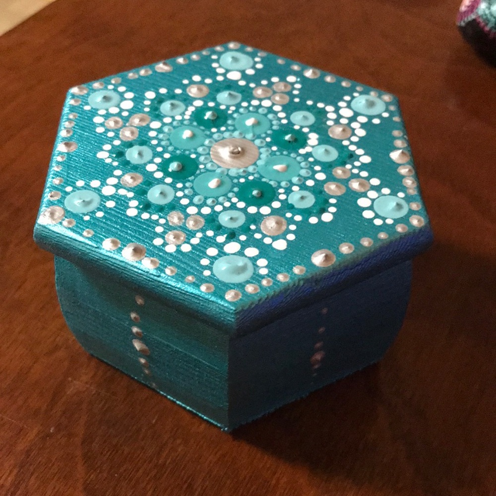 Hand-painted Dot Mandala Trinket Box